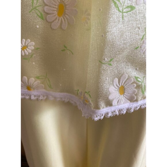 1960s Polyester Handmade Yellow Maxi Dress Sheer Floral Overlay Sz S Cottagecore - Picture 14 of 16
